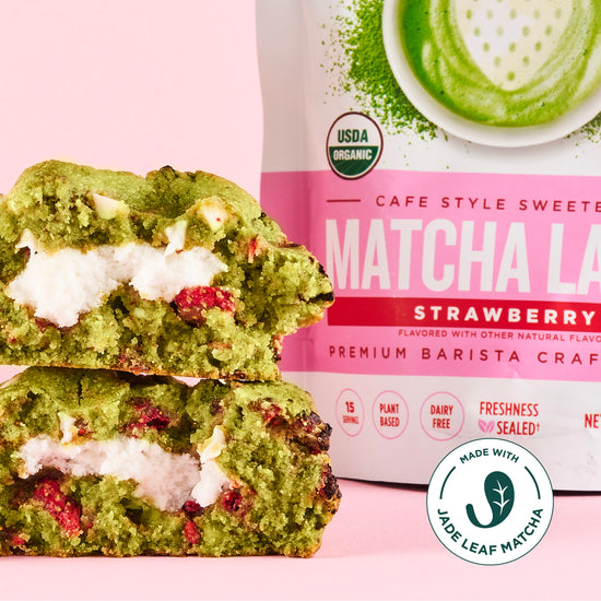 Stuffed Strawberries & Cream Matcha Cookie