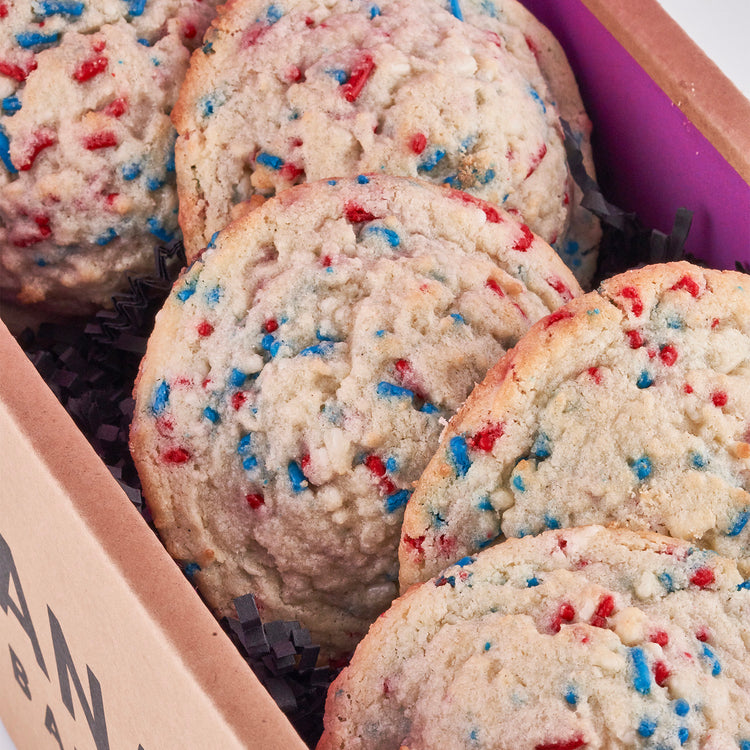 Red, White, and Blue Funfetti Cookie Box of 5